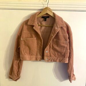 Forever 21 Corduroy Cropped Jacket - pink
